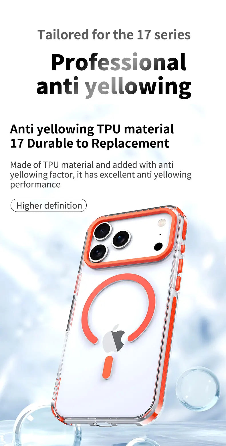 Luxury PE Striped Border Cover For Magsafe Magnetic Wireless Charge Clear Phone Case For iPhone 17 Air 16 15 14 13 12 17 Pro Max