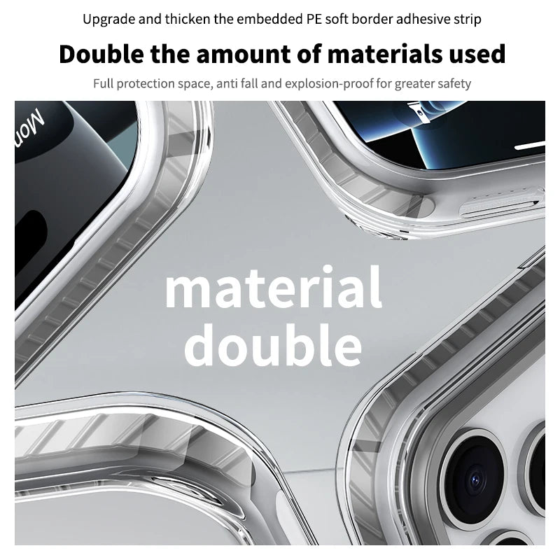 Luxury PE Striped Border Cover For Magsafe Magnetic Wireless Charge Clear Phone Case For iPhone 17 Air 16 15 14 13 12 17 Pro Max