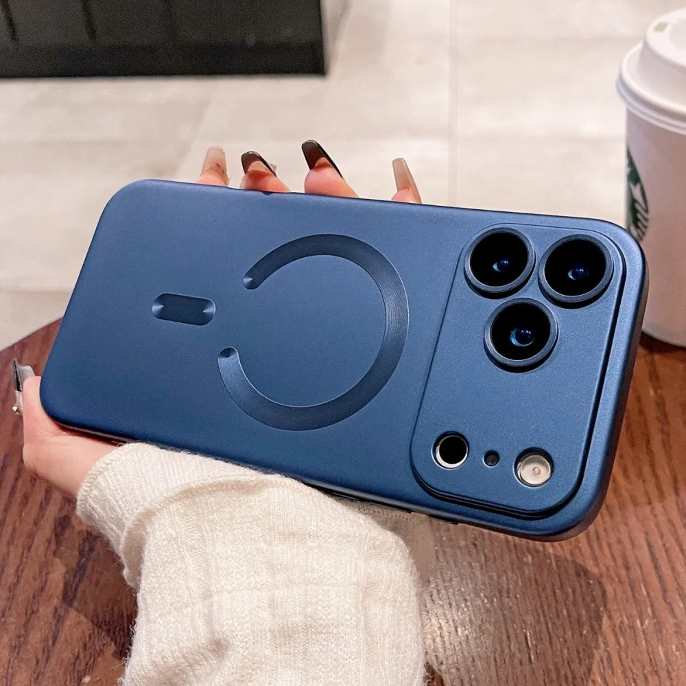 Metallic Paint Magnetic Magsafe Soft Case For iPhone 17 Air 16 E 15 14 Plus 13 12 11 Pro Max Wireless Charge Lens Protect Cover