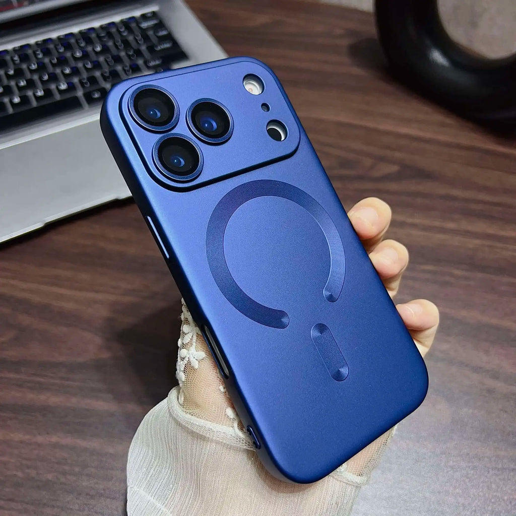 Metallic Paint Magnetic Magsafe Soft Case For iPhone 17 Air 16 E 15 14 Plus 13 12 11 Pro Max Wireless Charge Lens Protect Cover