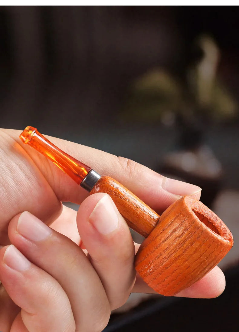 Wood Tobacco Somking Pipe Portable Straight Bent Small Somking Tobacco Pipe Men's Wooden Pipe Smoker Gift