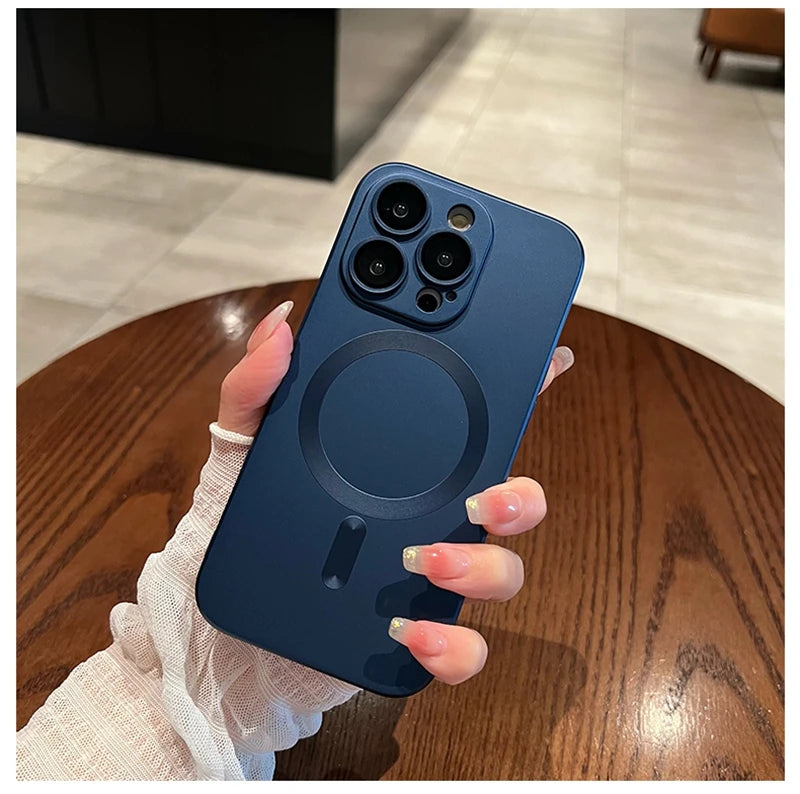 Luxury Black Magsafe Wireless Charge Case For iPhone 17 16 15 14 13 12 11 Pro Max  Soft Magnetic Cover