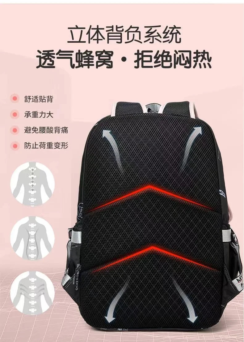 Fengdong large school bags for teenage girls USB port canvas schoolbag student book bag fashion black pink teen school backpack