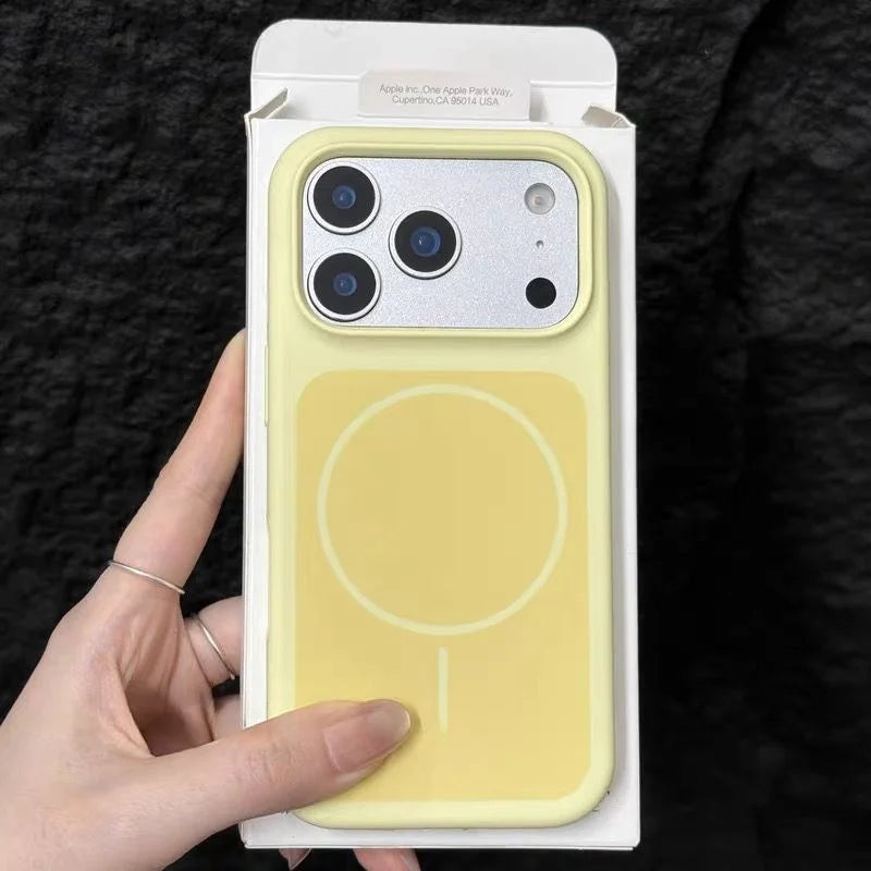 Luxury Matte Hit Color Liquid Silicone Soft Phone Case for iPhone 17 16 15 14 Pro Max For MagSafe Charging Magnetic Skin Cover