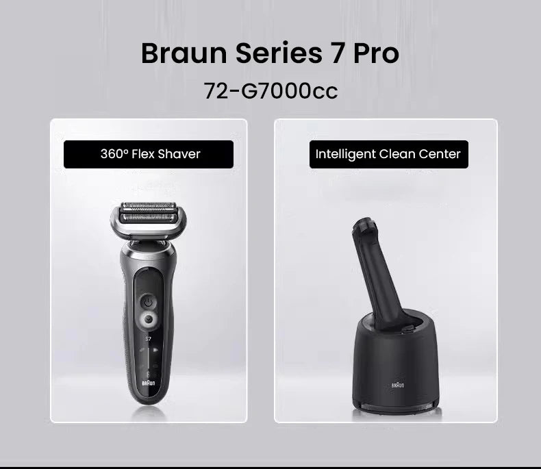 Braun Series 7 Pro Electric Razor 3 Floating Blades Rechargeable Shaver 72-G7000cc 72-G1200s with Travel Case Brush Charger