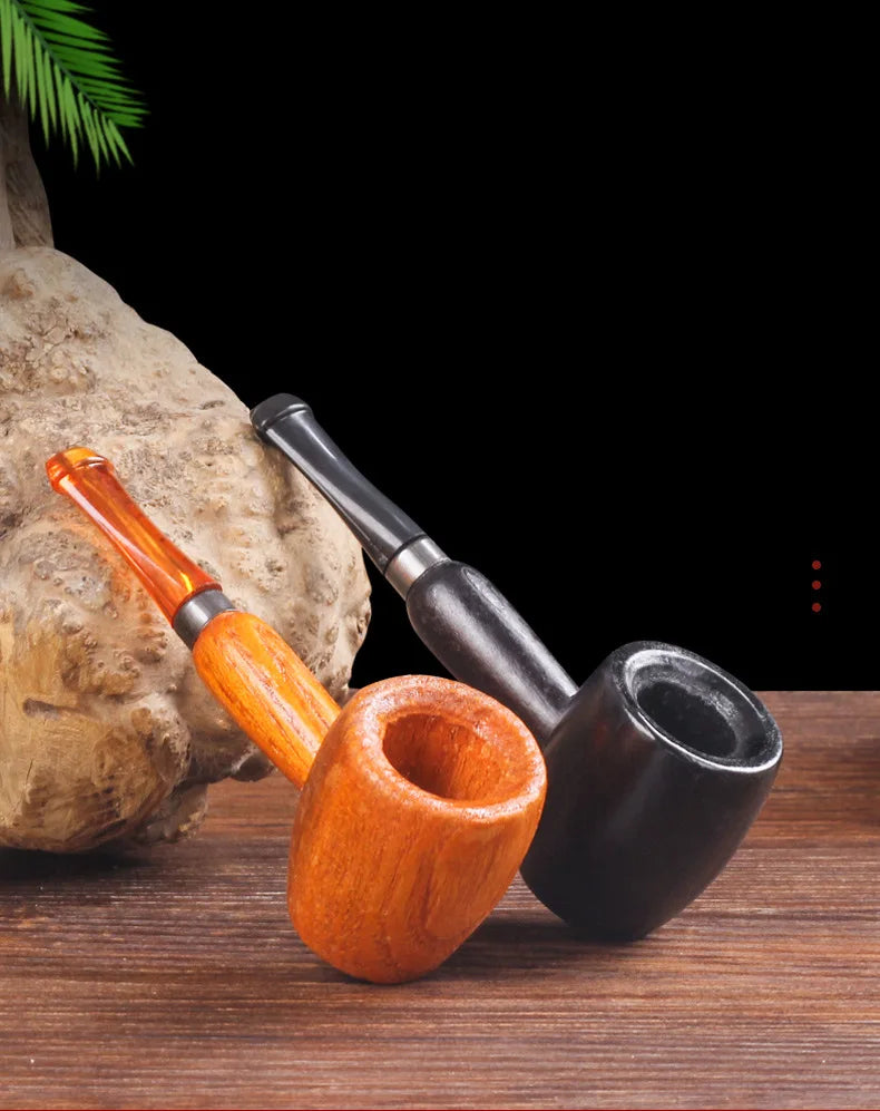 Wood Tobacco Somking Pipe Portable Straight Bent Small Somking Tobacco Pipe Men's Wooden Pipe Smoker Gift