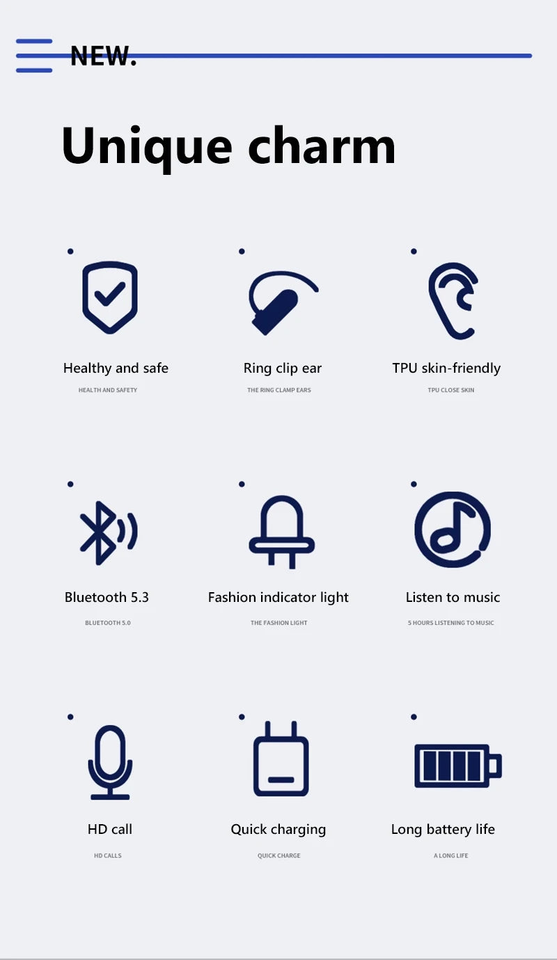 Gd28 Bluetooth Earphones Bluetooth 5.3 Clip On Ear Non In Ear Single Ear Design Business Sports Fitness Running Ear Clip On