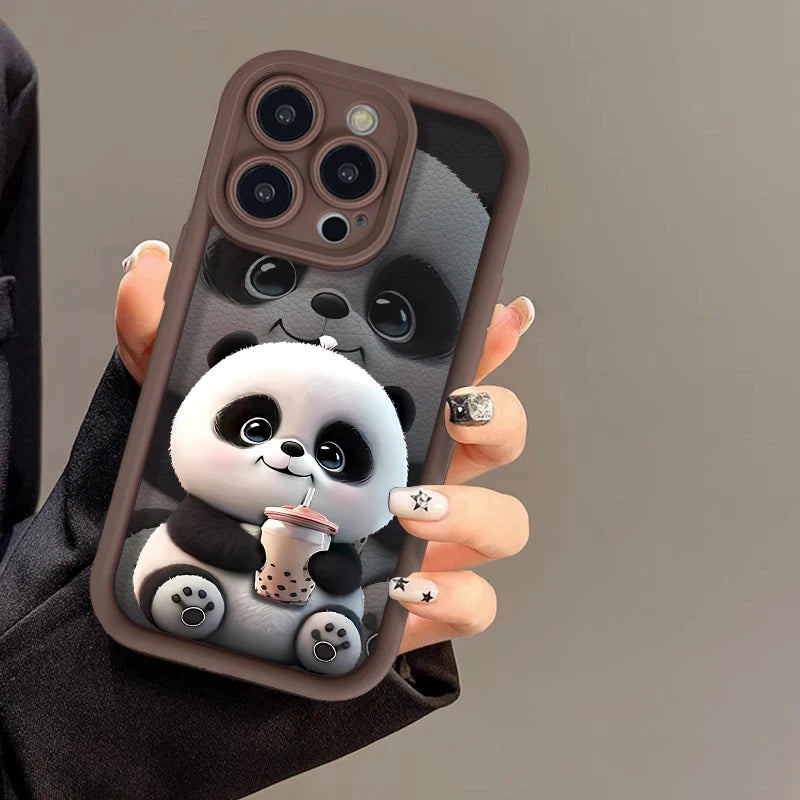 Cute Panda Case For iPhone 17 Cases For IPhone 16 Pro Max 15 14 13 12 11 16e 7 8 Plus X XR XS Max iPhone 17 Pro Shockproof Cover