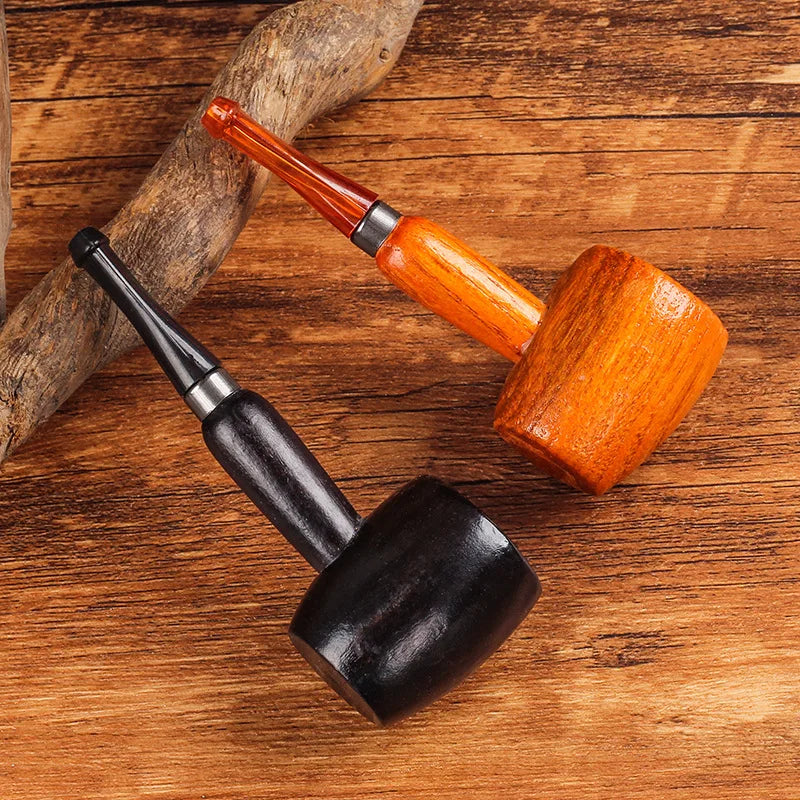 Wood Tobacco Somking Pipe Portable Straight Bent Small Somking Tobacco Pipe Men's Wooden Pipe Smoker Gift