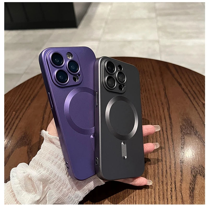 Luxury Black Magsafe Wireless Charge Case For iPhone 17 16 15 14 13 12 11 Pro Max  Soft Magnetic Cover