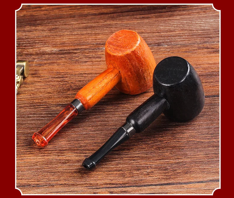 Wood Tobacco Somking Pipe Portable Straight Bent Small Somking Tobacco Pipe Men's Wooden Pipe Smoker Gift