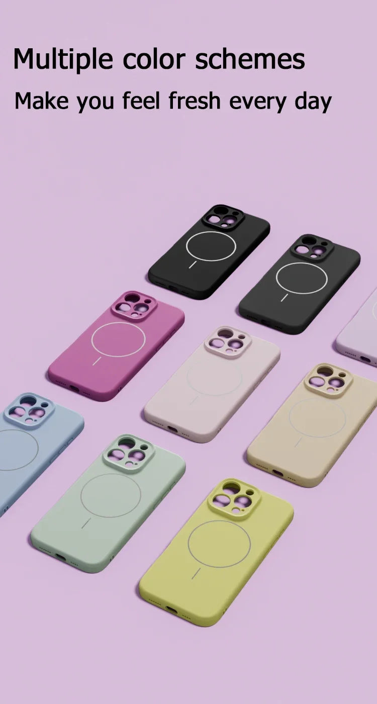 Original Liquid Soft Silicone For Magsafe Wireless Charge Magnetic Case For iPhone 16 Plus 15 14 13 12 Pro Max 11 Cover