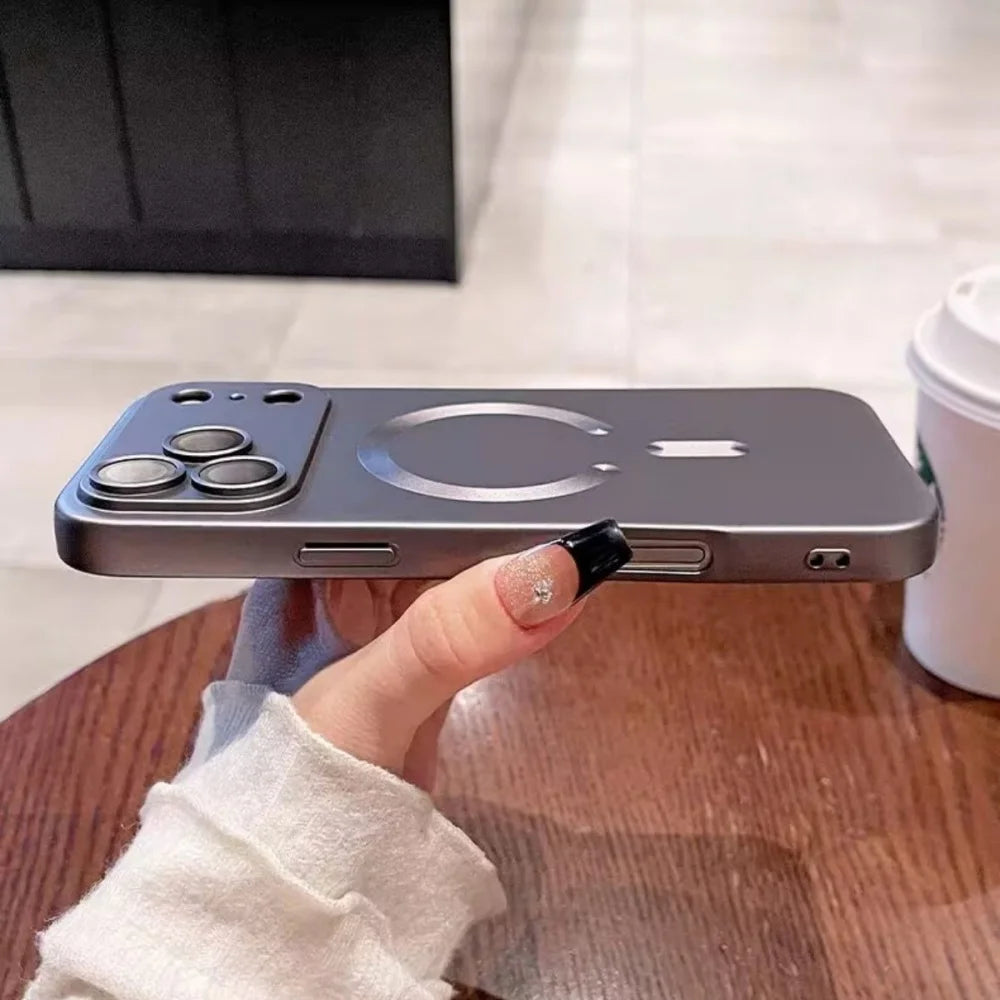 Metallic Paint Magnetic Magsafe Soft Case For iPhone 17 Air 16 E 15 14 Plus 13 12 11 Pro Max Wireless Charge Lens Protect Cover