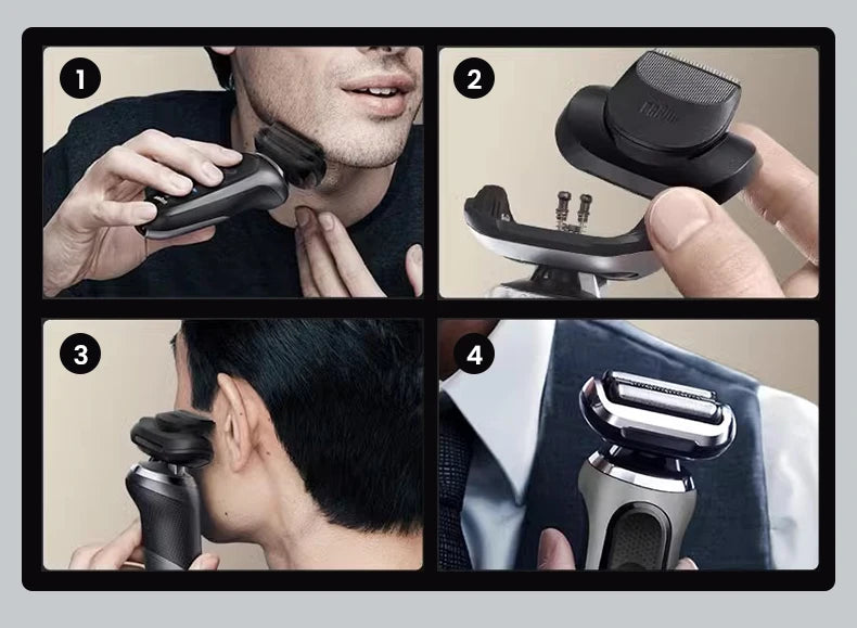 Braun Series 7 Pro Electric Razor 3 Floating Blades Rechargeable Shaver 72-G7000cc 72-G1200s with Travel Case Brush Charger