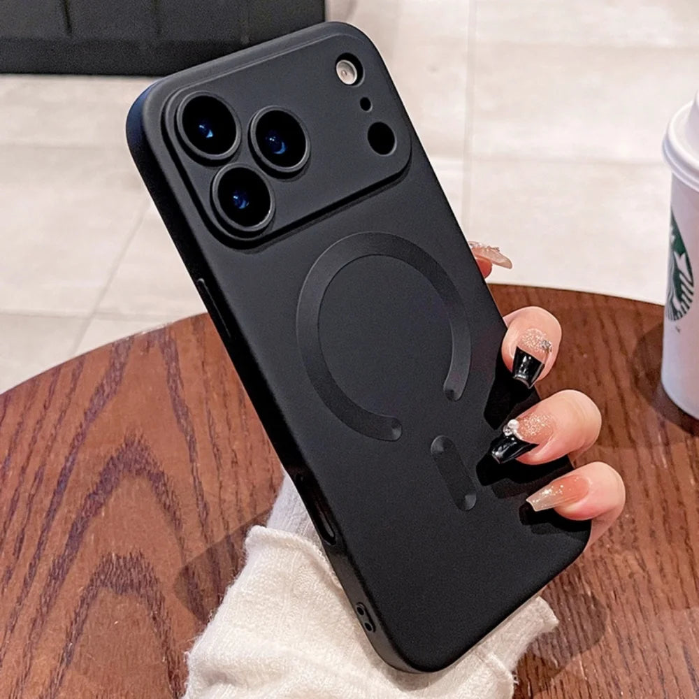 Metallic Paint Magnetic Magsafe Soft Case For iPhone 17 Air 16 E 15 14 Plus 13 12 11 Pro Max Wireless Charge Lens Protect Cover