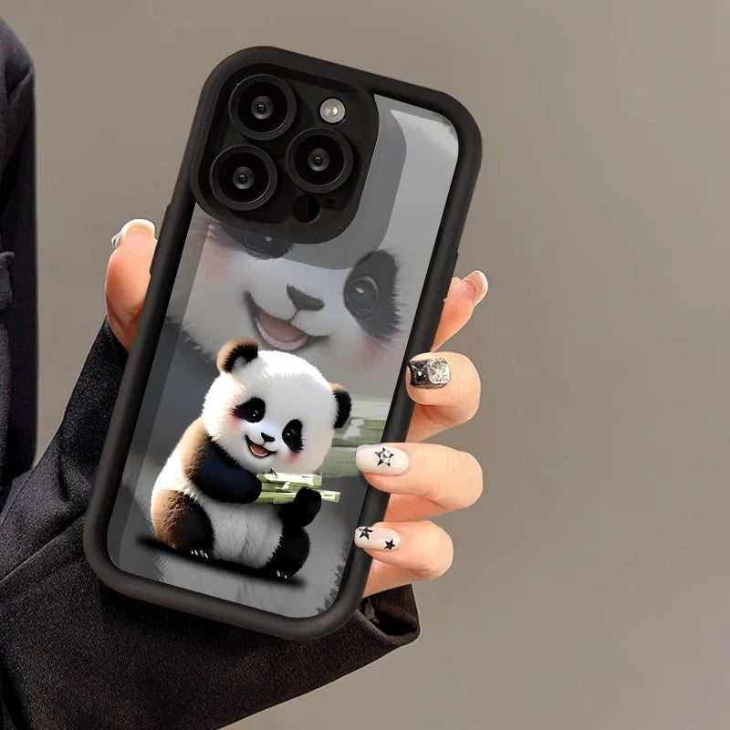 Cute Panda Case For iPhone 17 Cases For IPhone 16 Pro Max 15 14 13 12 11 16e 7 8 Plus X XR XS Max iPhone 17 Pro Shockproof Cover