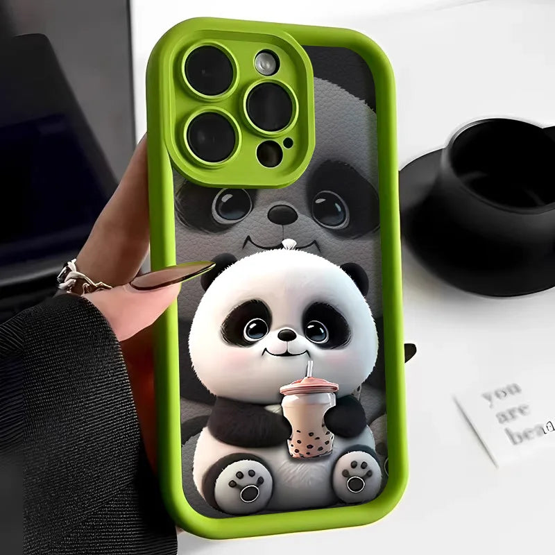 Cute Panda Case For iPhone 17 Cases For IPhone 16 Pro Max 15 14 13 12 11 16e 7 8 Plus X XR XS Max iPhone 17 Pro Shockproof Cover