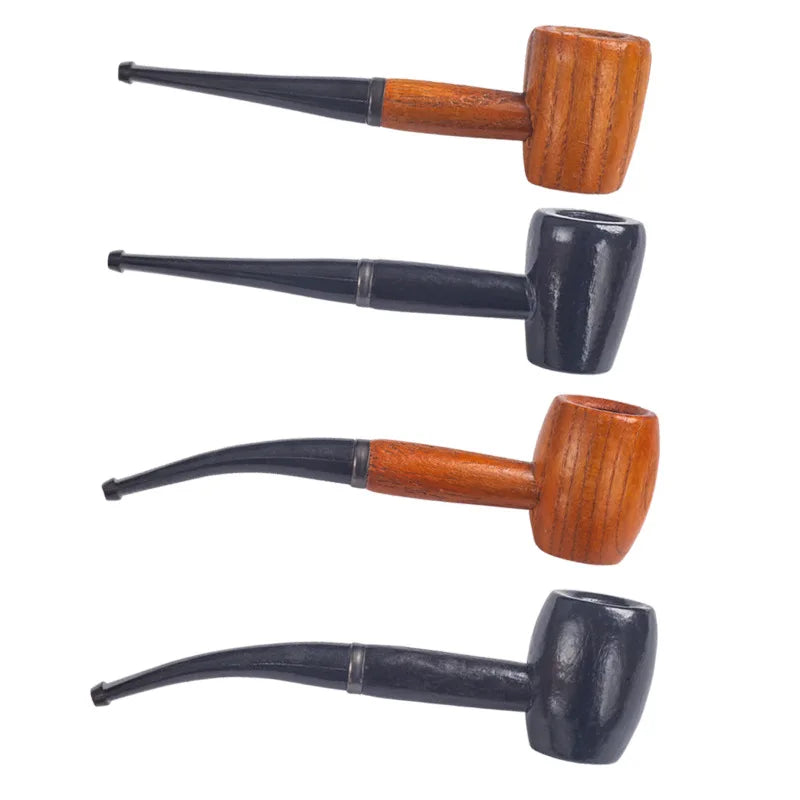 Wood Tobacco Somking Pipe Portable Straight Bent Small Somking Tobacco Pipe Men's Wooden Pipe Smoker Gift