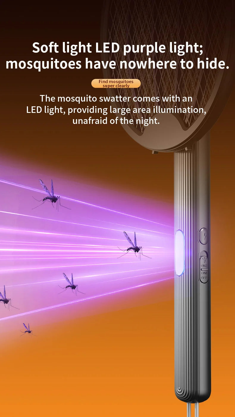Foldable Electric Mosquito Swatter 3-in-1 Electric Mosquito Killer Rechargeable Wall-Mounted Mosquito Swatter Anti-mosquito Lamp