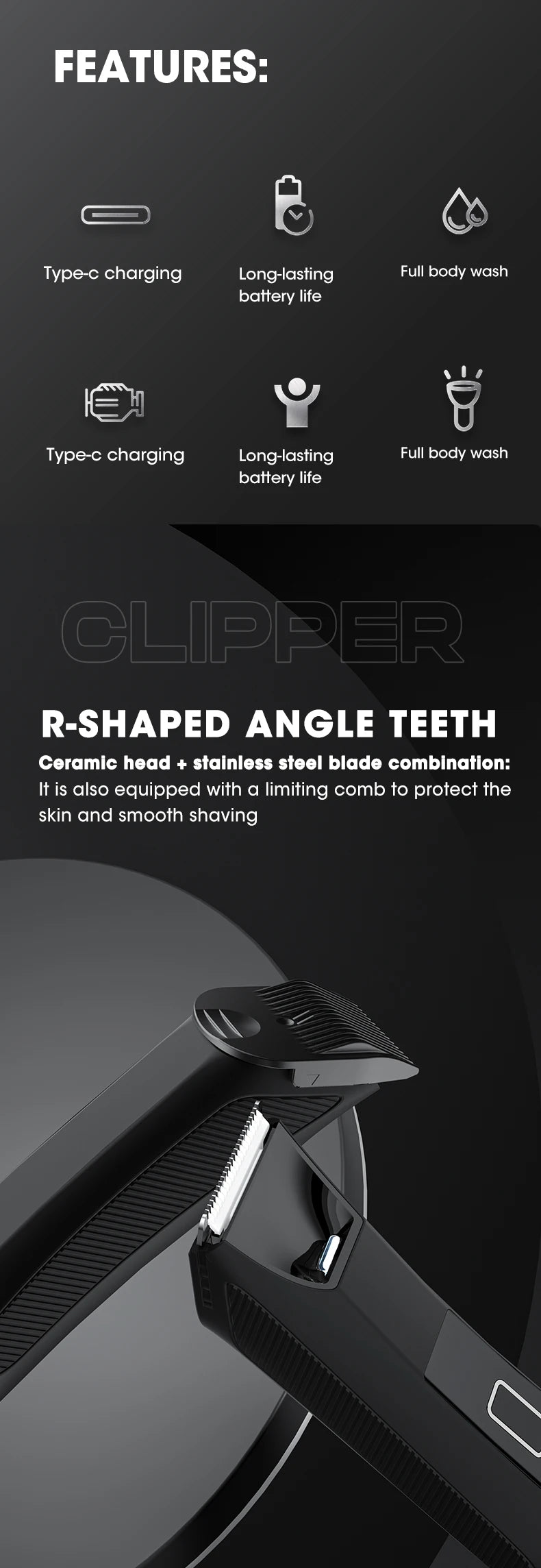 2 in 1 electric body hair trimmer Full body waterproof haircut shaving razor for men and women private pubic hair leg hair sciss