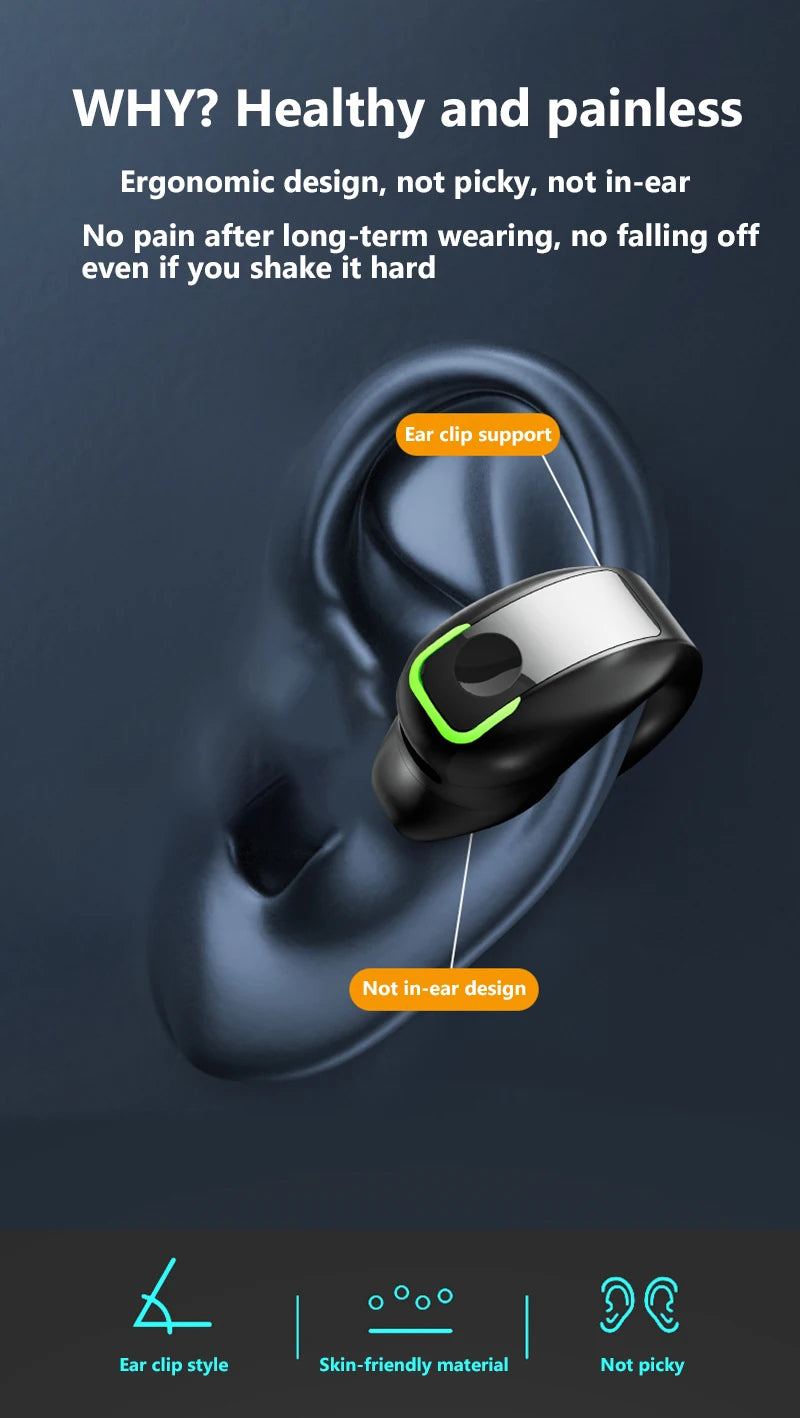 Gd28 Bluetooth Earphones Bluetooth 5.3 Clip On Ear Non In Ear Single Ear Design Business Sports Fitness Running Ear Clip On