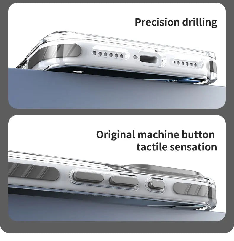 Luxury PE Striped Border Cover For Magsafe Magnetic Wireless Charge Clear Phone Case For iPhone 17 Air 16 15 14 13 12 17 Pro Max