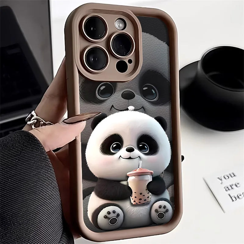Cute Panda Case For iPhone 17 Cases For IPhone 16 Pro Max 15 14 13 12 11 16e 7 8 Plus X XR XS Max iPhone 17 Pro Shockproof Cover