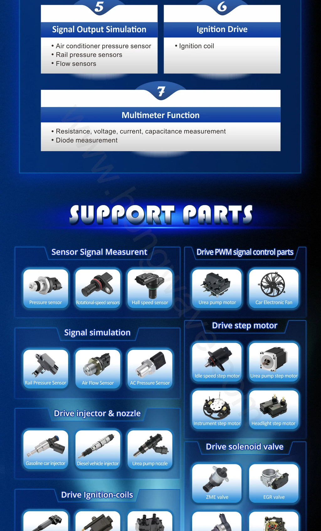 QDB 3A 4A QDB-5A Automotive Actuator Tester Oscilloscope Multimeter PWM Signal Generator Stepper Motor Driver Ignition Coil Tool