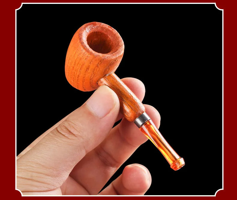Wood Tobacco Somking Pipe Portable Straight Bent Small Somking Tobacco Pipe Men's Wooden Pipe Smoker Gift