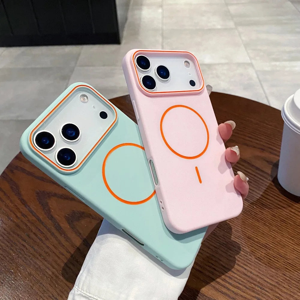 Luxury Magnetic Matte Soft Phone Case For iPhone 17 Pro Max Air 16 E 15 14 13 12 11 shockproof magsafe Wireless Charging Cover