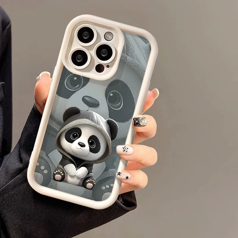 Cute Panda Case For iPhone 17 Cases For IPhone 16 Pro Max 15 14 13 12 11 16e 7 8 Plus X XR XS Max iPhone 17 Pro Shockproof Cover