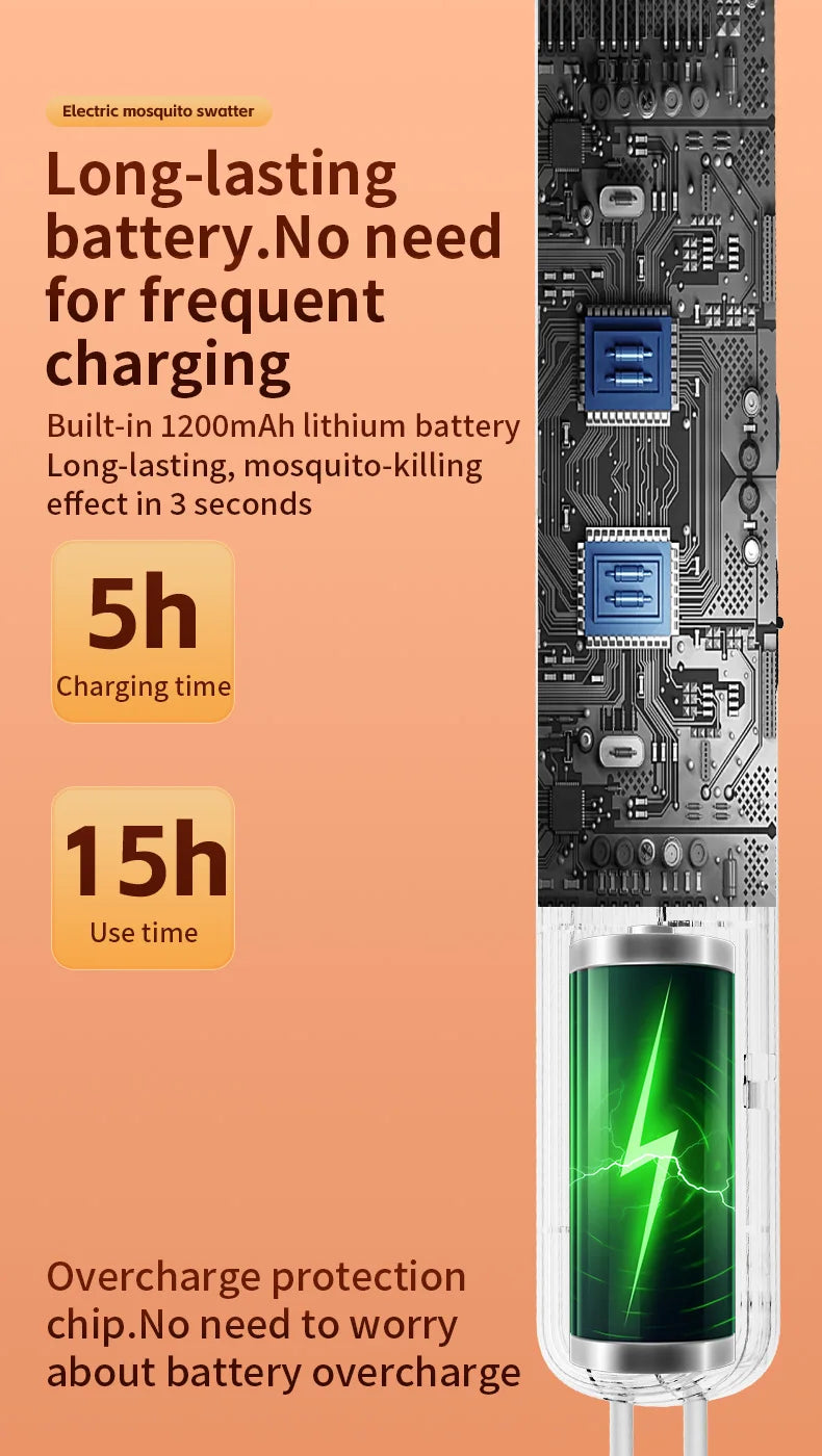 Foldable Electric Mosquito Swatter 3-in-1 Electric Mosquito Killer Rechargeable Wall-Mounted Mosquito Swatter Anti-mosquito Lamp