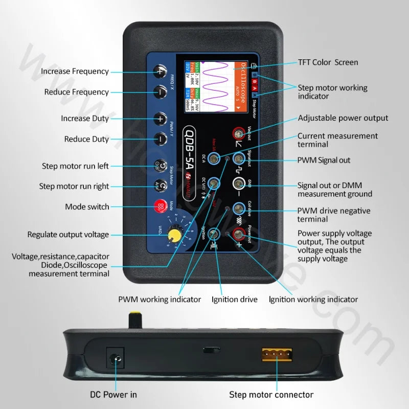 QDB 3A 4A QDB-5A Automotive Actuator Tester Oscilloscope Multimeter PWM Signal Generator Stepper Motor Driver Ignition Coil Tool