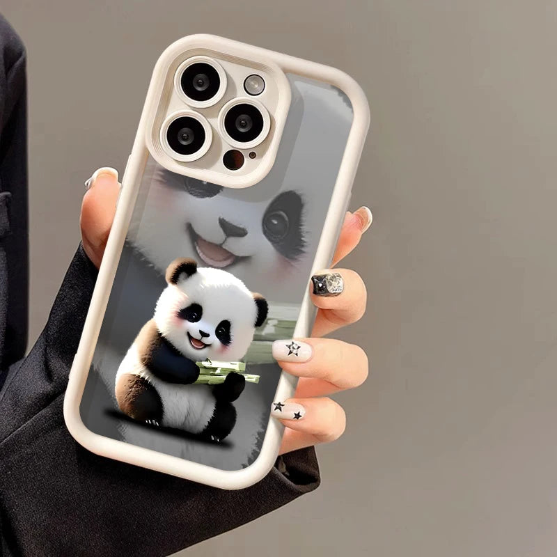 Cute Panda Case For iPhone 17 Cases For IPhone 16 Pro Max 15 14 13 12 11 16e 7 8 Plus X XR XS Max iPhone 17 Pro Shockproof Cover