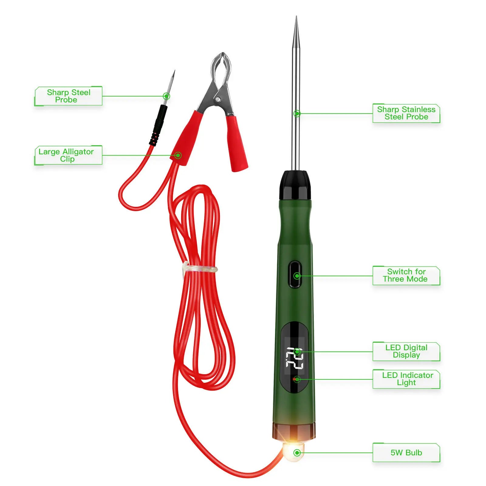 JDiag P50 Power Scan Probe Car Electrical Circuit Tester 5V-30V Digital Display Circuit Load Polarity  Test Pen Voltage Test Pen