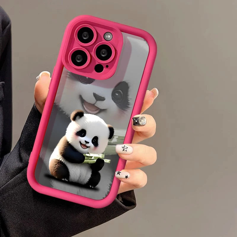 Cute Panda Case For iPhone 17 Cases For IPhone 16 Pro Max 15 14 13 12 11 16e 7 8 Plus X XR XS Max iPhone 17 Pro Shockproof Cover