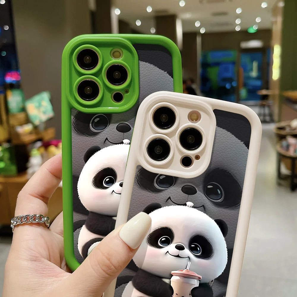 Cute Panda Case For iPhone 17 Cases For IPhone 16 Pro Max 15 14 13 12 11 16e 7 8 Plus X XR XS Max iPhone 17 Pro Shockproof Cover