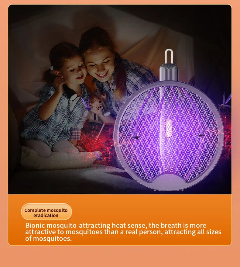 Foldable Electric Mosquito Swatter 3-in-1 Electric Mosquito Killer Rechargeable Wall-Mounted Mosquito Swatter Anti-mosquito Lamp