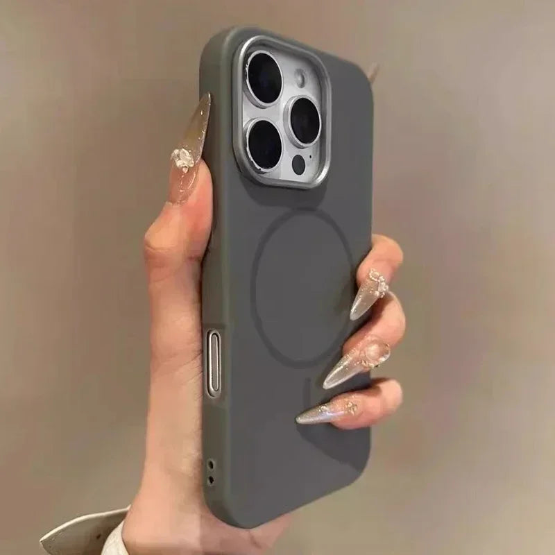 Luxury MagSafe wireless charging leather texture phone case for iPhone 16 12 13 14 15 16 Pro Max Plus magnetic shell protector