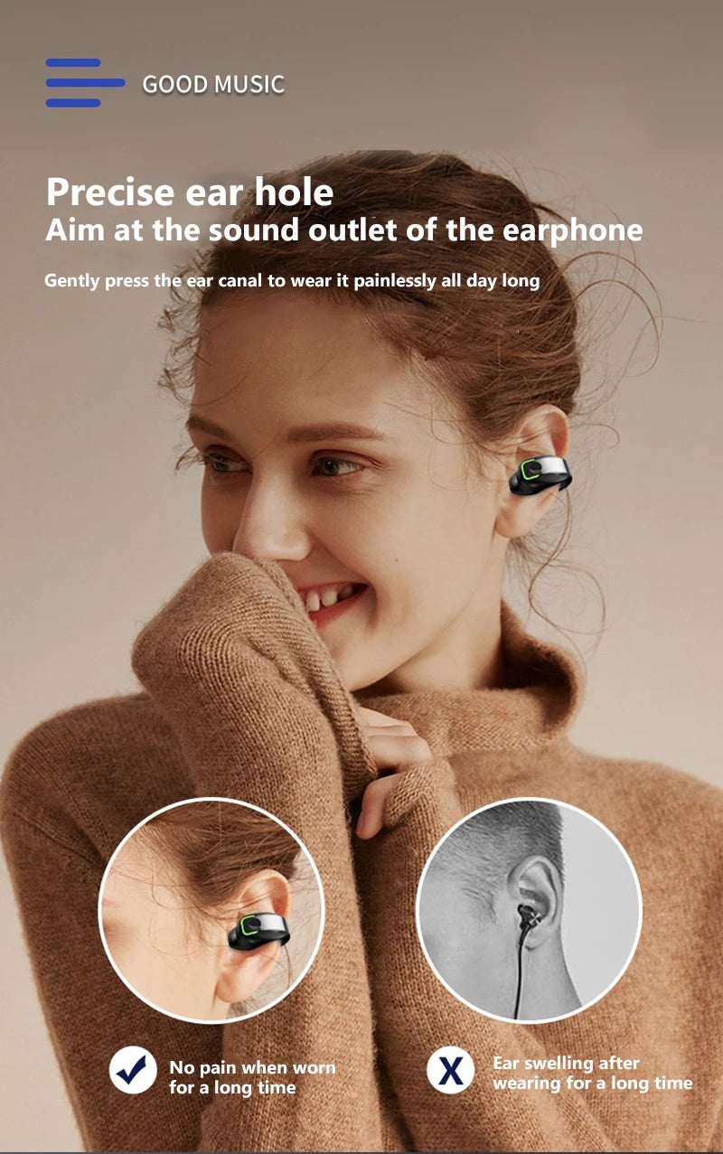 Gd28 Bluetooth Earphones Bluetooth 5.3 Clip On Ear Non In Ear Single Ear Design Business Sports Fitness Running Ear Clip On