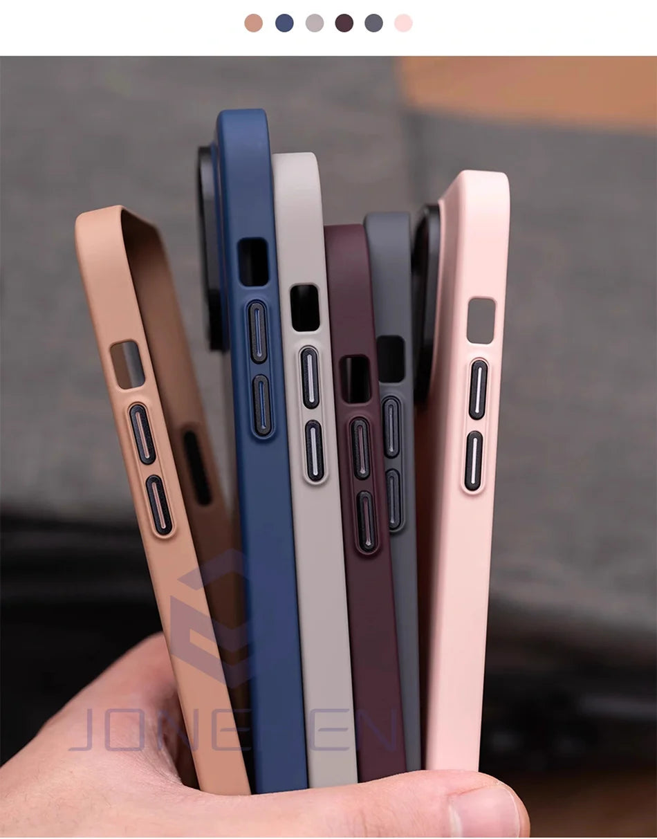 Retro Ultra Thin Matte Hard Case For iPhone Air 15 14 Plus 13 12 16 17 Pro Max Shockproof Slim Silky Skin Solid Color PC Cover
