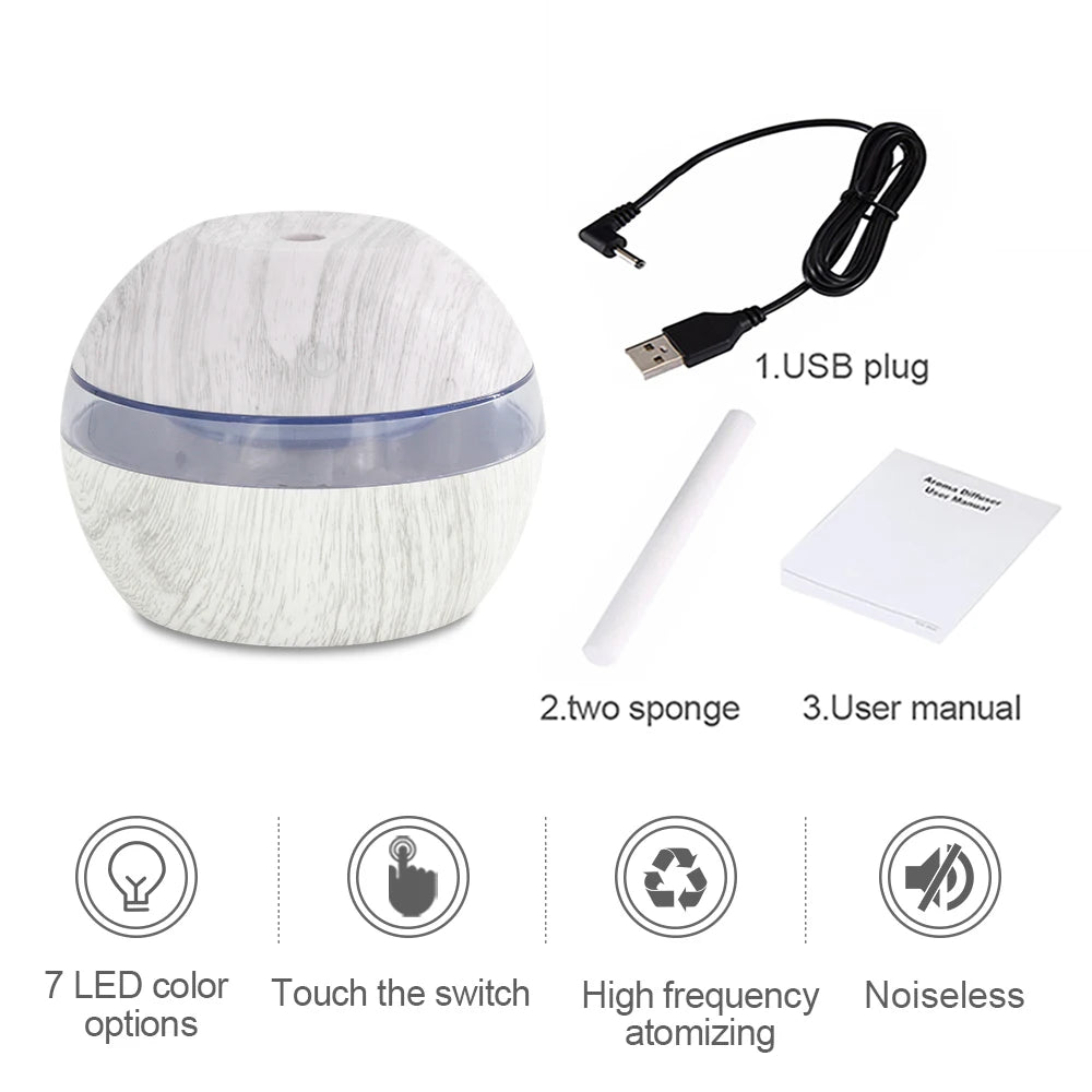 300ml Ultrasonic Humidifier cool mist maker with Timer and Auto Shut-Off essential oil Diffuser Ideal for Home Office