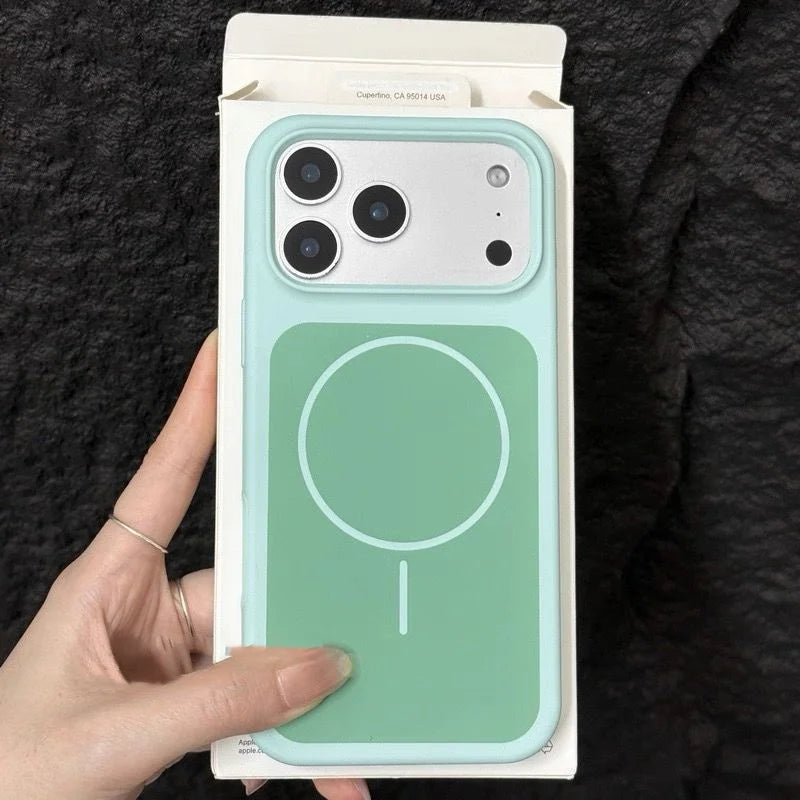 Luxury Matte Hit Color Liquid Silicone Soft Phone Case for iPhone 17 16 15 14 Pro Max For MagSafe Charging Magnetic Skin Cover